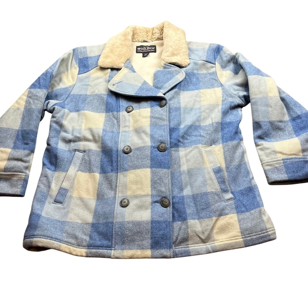 Woolrich Jacket Womens 2XL Plaid Double Breasted Sherpa Buffalo Wool Plaid
